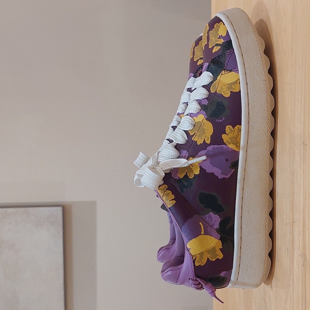 Coach Floral Purple Leather Sneakers